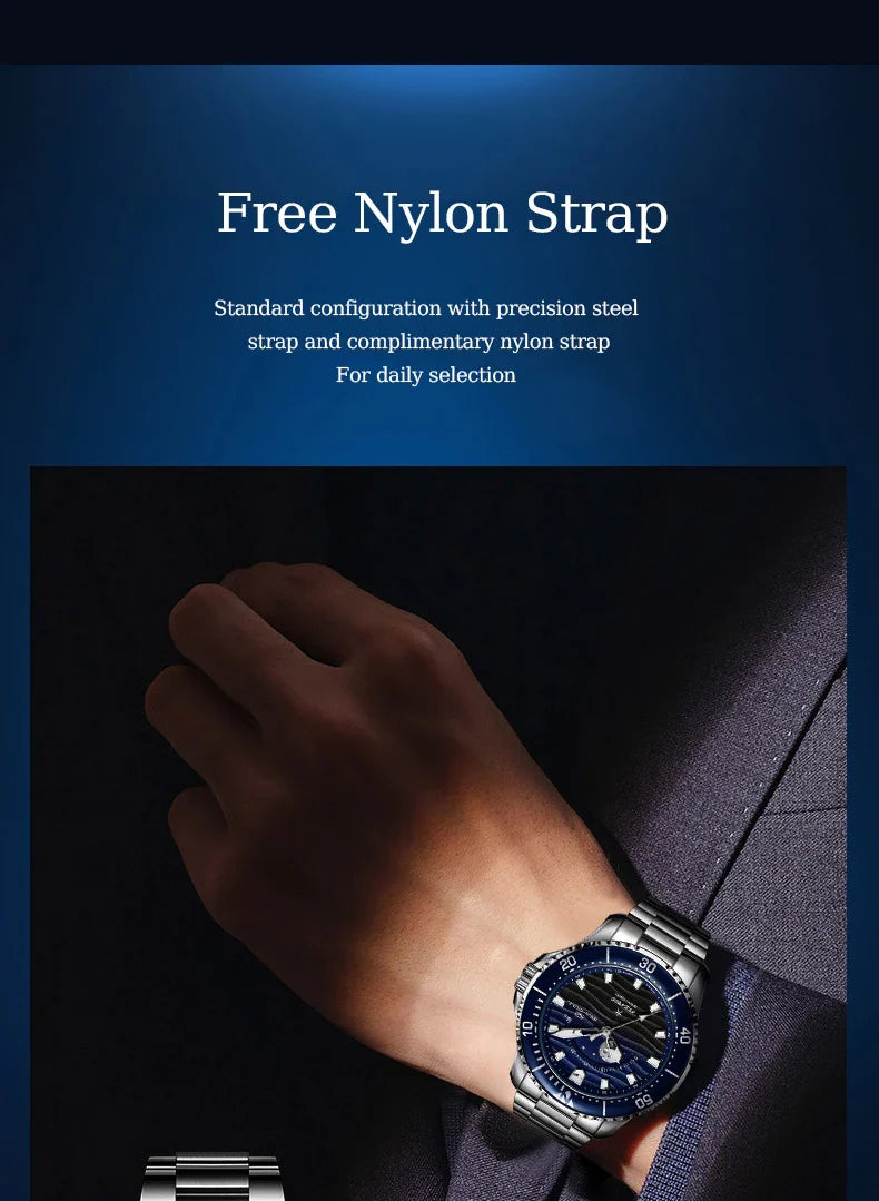 Seagull 43.5mm Diving Watch 300M Waterproof Automatic Mechanical Wristwatch Moon Phase Luminescent Men Watches 1215 New 2025
