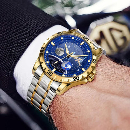 2025 NEUE GLENAW Männer Automatische Uhren Skeleton Starry Sky Mond Phase Leuchtende Wasserdichte Edelstahl Mechanische Uhr Männer