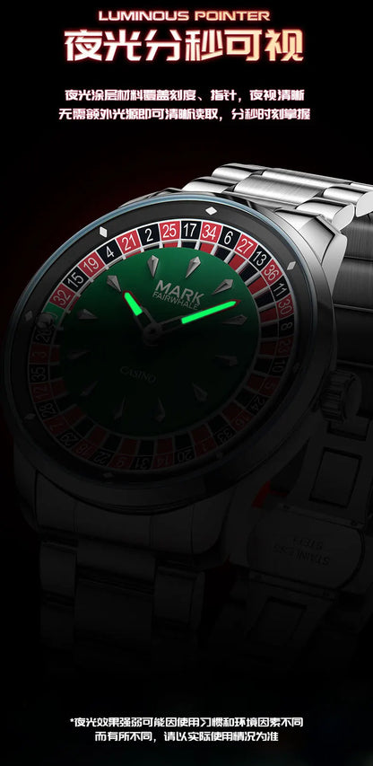 Hohe Qualität Mark Fairwhale Herren Armbanduhr Mode Einzigartige Rotierenden Roulette Zifferblatt Wasserdicht Quarz Mann Watche Dropshipping ﻿