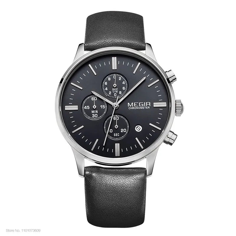 Megir quarzuhren männer luminous wasserdichte sport uhr mann kommerziellen leder armbanduhr 2011 freies verschiffen