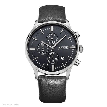 Megir quarzuhren männer luminous wasserdichte sport uhr mann kommerziellen leder armbanduhr 2011 freies verschiffen