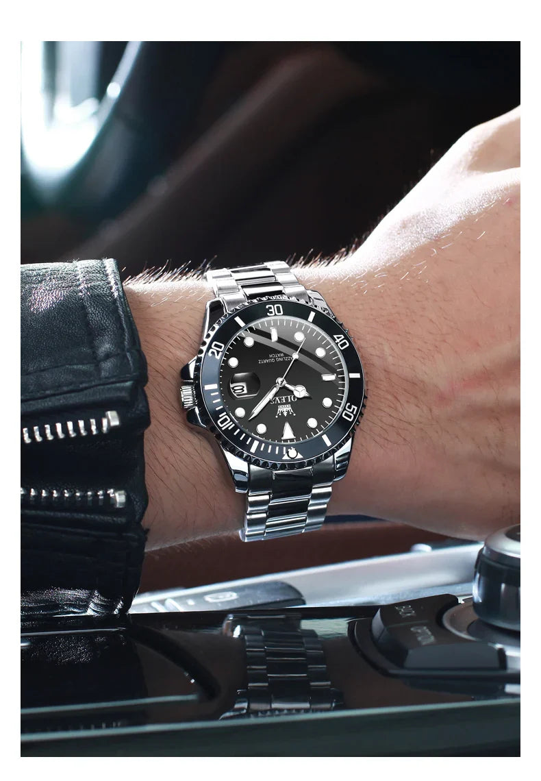 OLEVS 5885 Tauchserie Herrenuhr Luxus Automatik Datum Originaluhr Trendige Edelstahl Wasserdichte Sport Quarzuhr