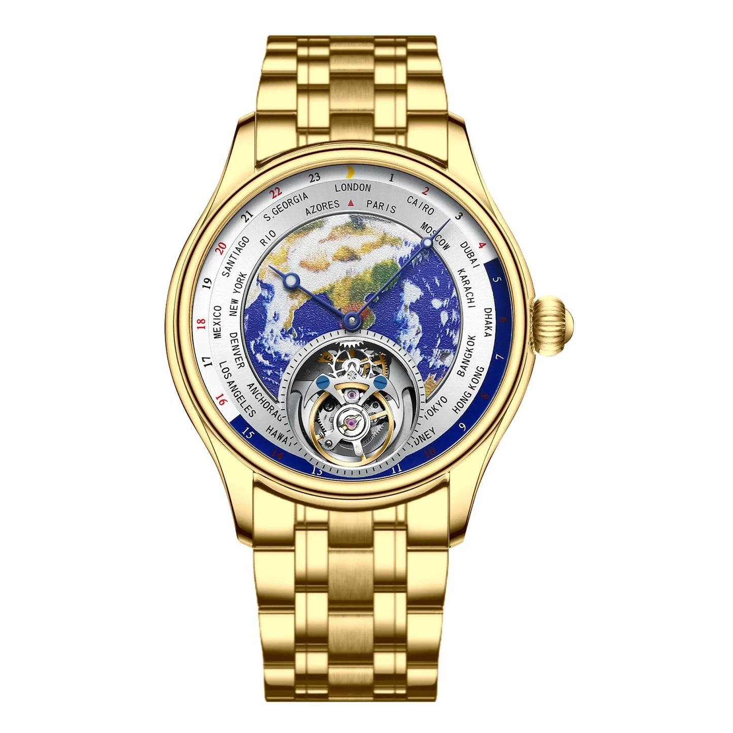 AESOP Diamond Luxury Flying Tourbillon Movement Watch For Men Earth Enamel Dial  Sapphire Skeleton Mechanical Watches Business A