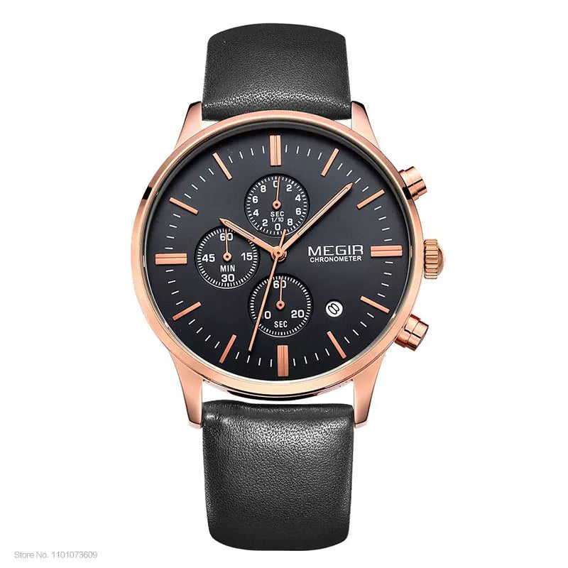Megir quarzuhren männer luminous wasserdichte sport uhr mann kommerziellen leder armbanduhr 2011 freies verschiffen