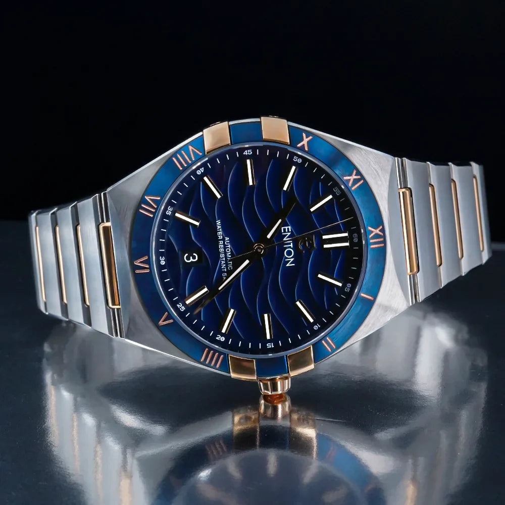 ENITON 40mm rose gold Business NH35 Movement High Quality Sapphire Glass Luxury Luminous Waterproof mechanical wristwatches