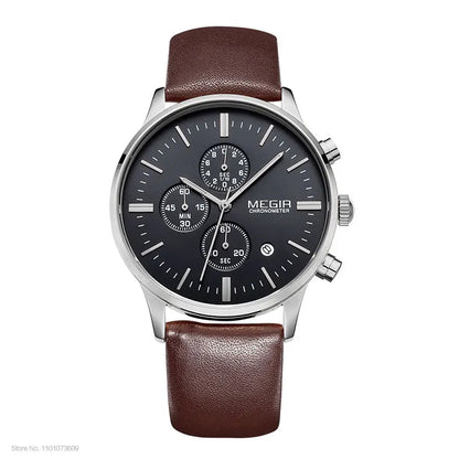 Megir quarzuhren männer luminous wasserdichte sport uhr mann kommerziellen leder armbanduhr 2011 freies verschiffen
