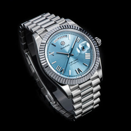 2023 neue Sugess Uhr von Männern 40mm Tag Datum automatische Dandong Sl3034 Uhrwerk Retro mechanische Armbanduhr Saphirglas golden