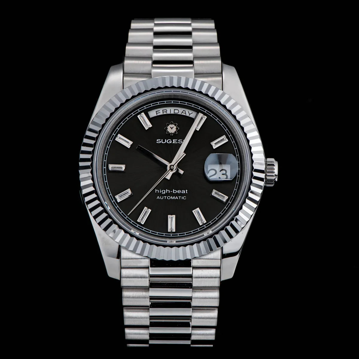 2023 neue Sugess Uhr von Männern 40mm Tag Datum automatische Dandong Sl3034 Uhrwerk Retro mechanische Armbanduhr Saphirglas golden