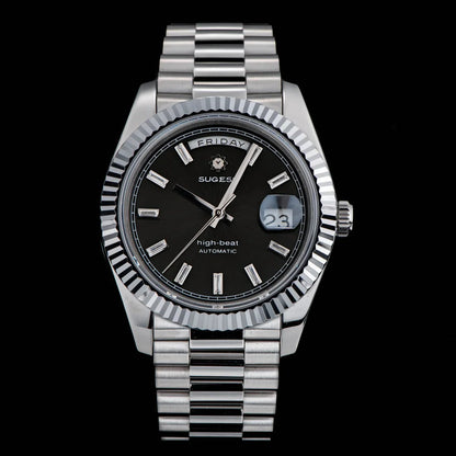 2023 neue Sugess Uhr von Männern 40mm Tag Datum automatische Dandong Sl3034 Uhrwerk Retro mechanische Armbanduhr Saphirglas golden