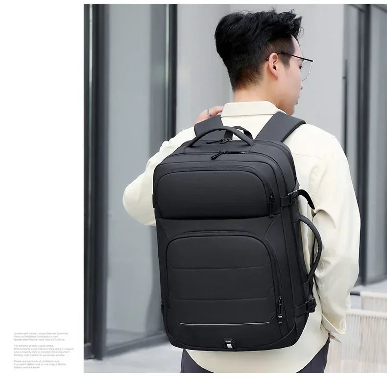 Erweiterbare 17-Zoll-Laptop-Rucksäcke für Herren, wasserdichte Notebook-Tasche, USB-Schultasche, Sport, Reisen, Schultasche, Rucksack für Männer