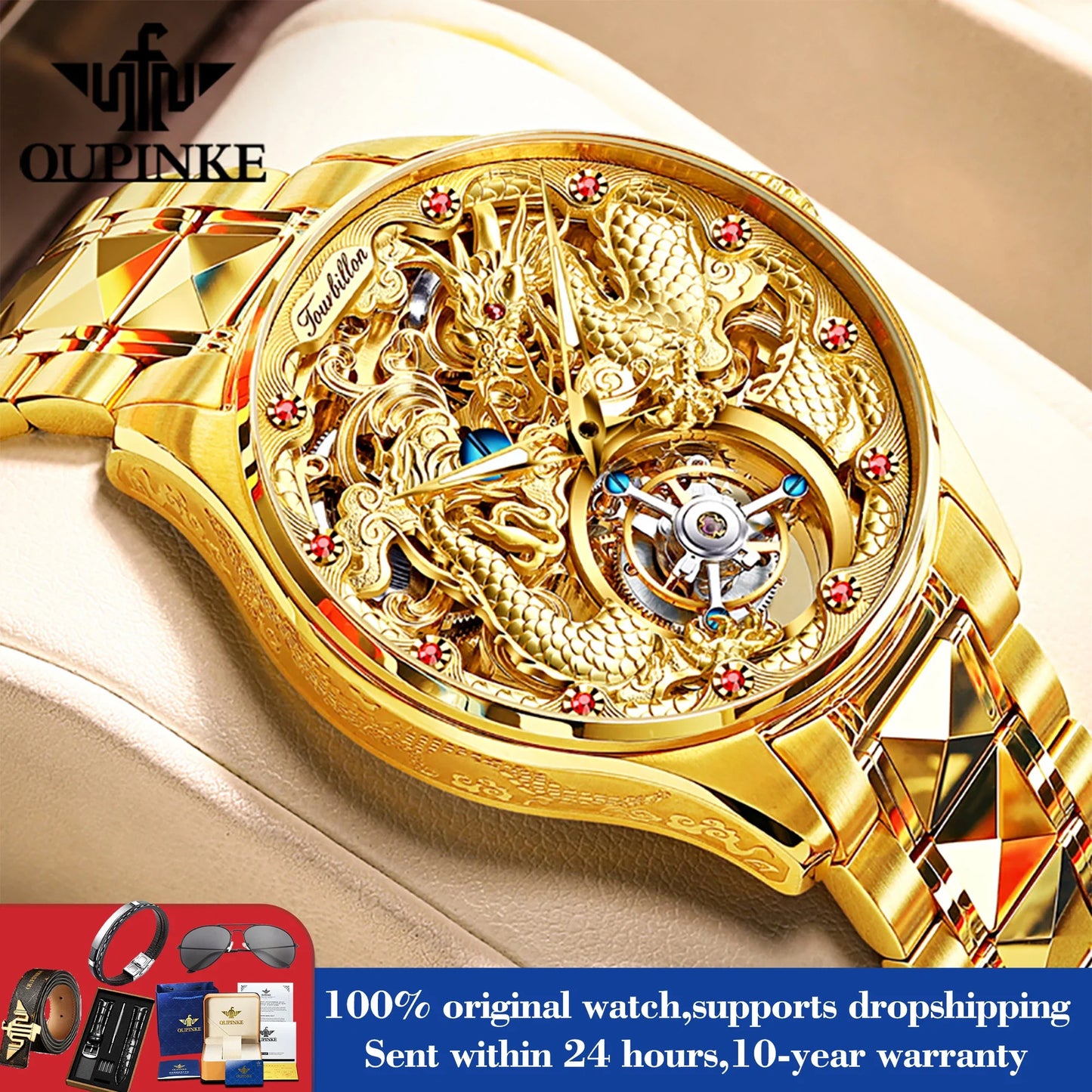 OUPINKE 3176 Uhr Für Männer Luxus Tourbillon Mechanische Business Männer Uhr Hohl Schwungrad Wasserdicht Leucht Mode Mann Uhr