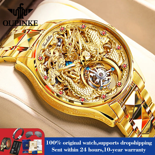 OUPINKE 3176 Watch for Men Luxury Tourbillon Mechanical Business Men's Watch Hollow Balance Wheel Waterproof Luminous Fashion Men's Watch
