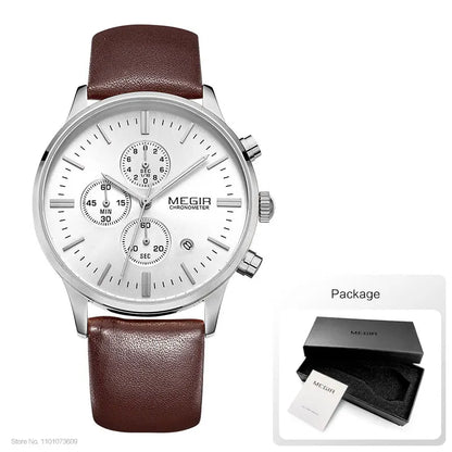 Megir quarzuhren männer luminous wasserdichte sport uhr mann kommerziellen leder armbanduhr 2011 freies verschiffen