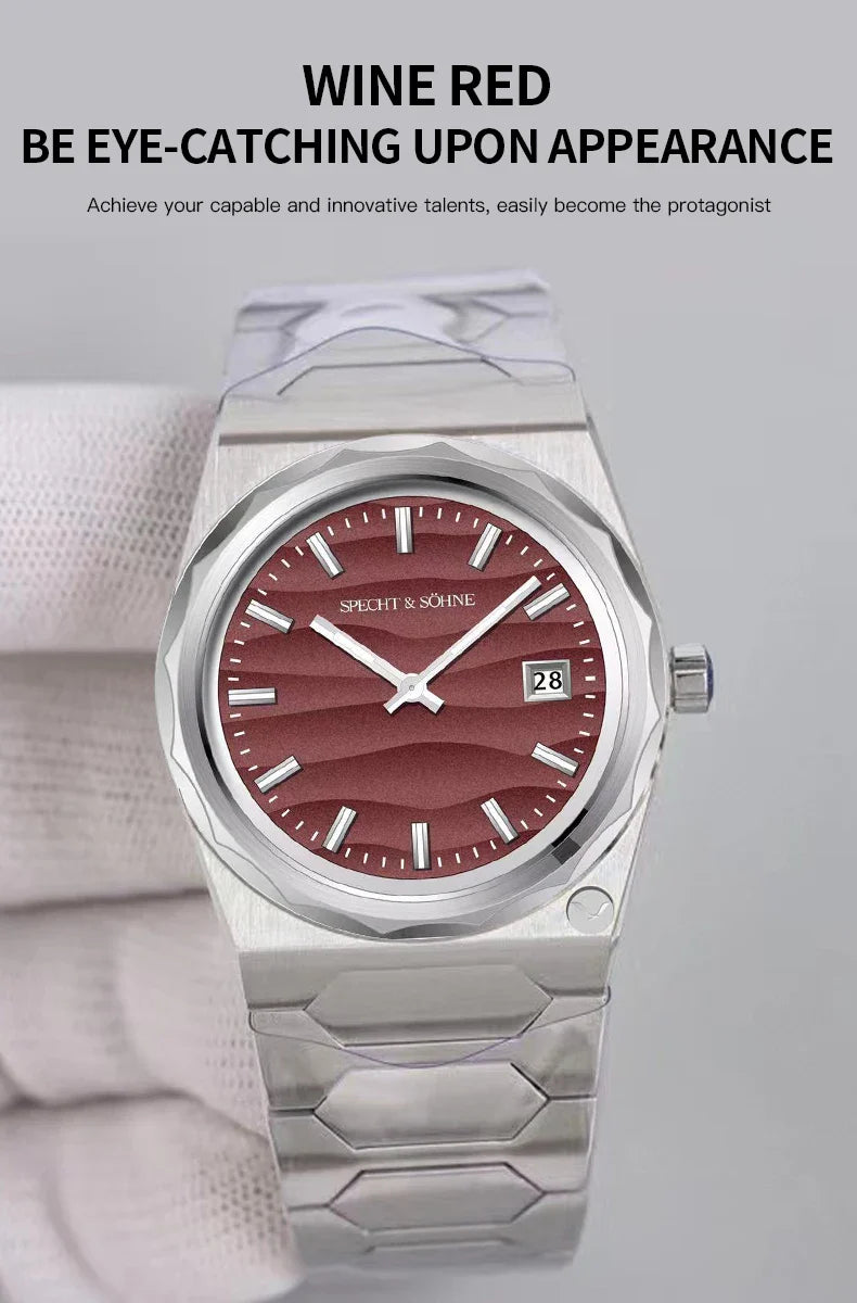 2025 Neuheiten Specht & Söhne 222 Gold Uhren Für Männer Super Slim Stahl Saphir Klassische Quarzuhr Relogio Masculino 37 MM