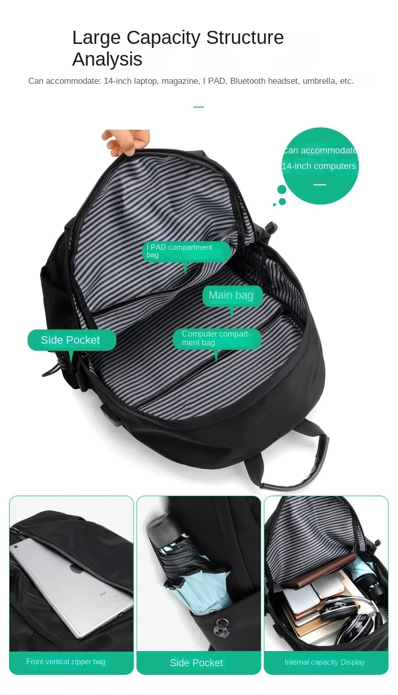 14-Zoll-Freizeit-Schultasche mit großer Kapazität, Sport, einfache Männer und Frauen, universeller Computer-Rucksack, Laptop-Rucksack, Reiserucksack