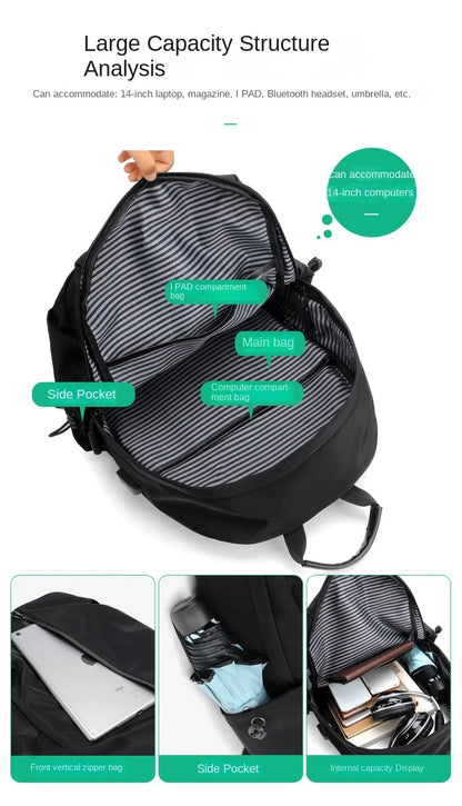 14-Zoll-Freizeit-Schultasche mit großer Kapazität, Sport, einfache Männer und Frauen, universeller Computer-Rucksack, Laptop-Rucksack, Reiserucksack