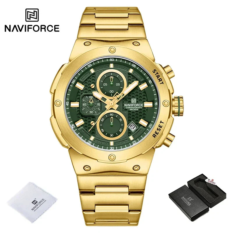 NAVIFORCE 2025, Herren-Quarzuhr, Sport-Militäruhr für Herren, wasserdicht, leuchtendes Datum, Chronograph, Edelstahl, Herrenuhren