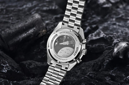 PAGANI DESIGN 2025, neue Monduhr, Retro-Luxus-Quarzuhren für Herren, Edelstahl, leuchtend, wasserdicht, Sport-Chronograph, Herren