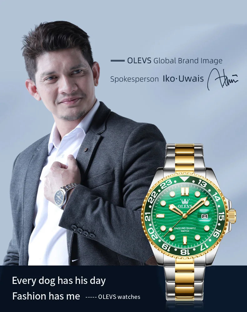 OLEVS 3610 Original Herrenuhren, luxuriös, wasserdicht, leuchtend, Herren-Armbanduhr, schlicht, Edelstahl, Business-Mode, klassische Uhr