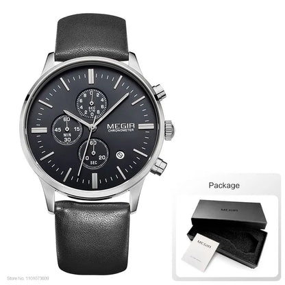 Megir quarzuhren männer luminous wasserdichte sport uhr mann kommerziellen leder armbanduhr 2011 freies verschiffen