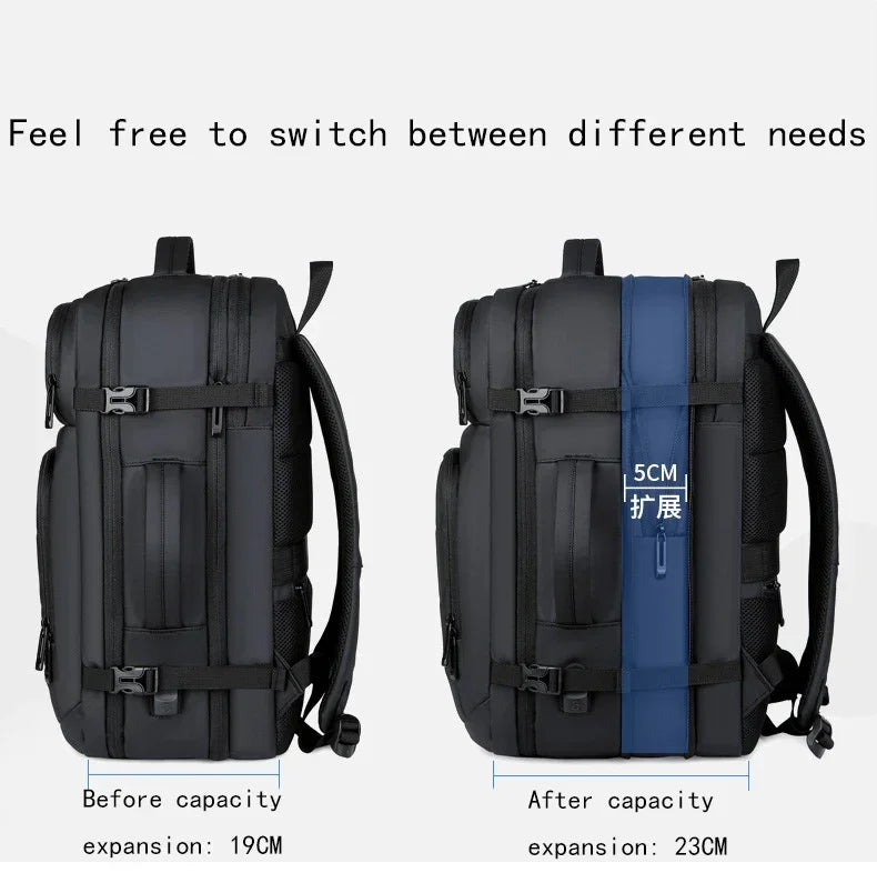 Erweiterbare 17-Zoll-Laptop-Rucksäcke für Herren, wasserdichte Notebook-Tasche, USB-Schultasche, Sport, Reisen, Schultasche, Rucksack für Männer