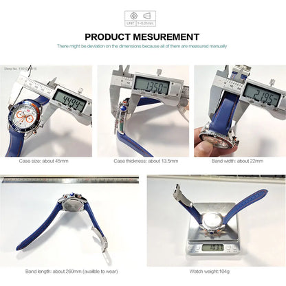 MINI FOCUS Chronograph Quarzuhren für Herren, modische Sport-Armbanduhr mit automatischem Datum, 24-Stunden-Anzeige, blaues Silikonarmband 0426