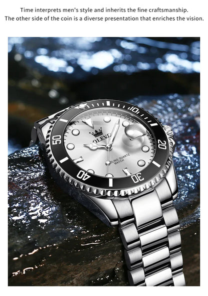 OLEVS 5885 Tauchserie Herrenuhr Luxus Automatik Datum Originaluhr Trendige Edelstahl Wasserdichte Sport Quarzuhr