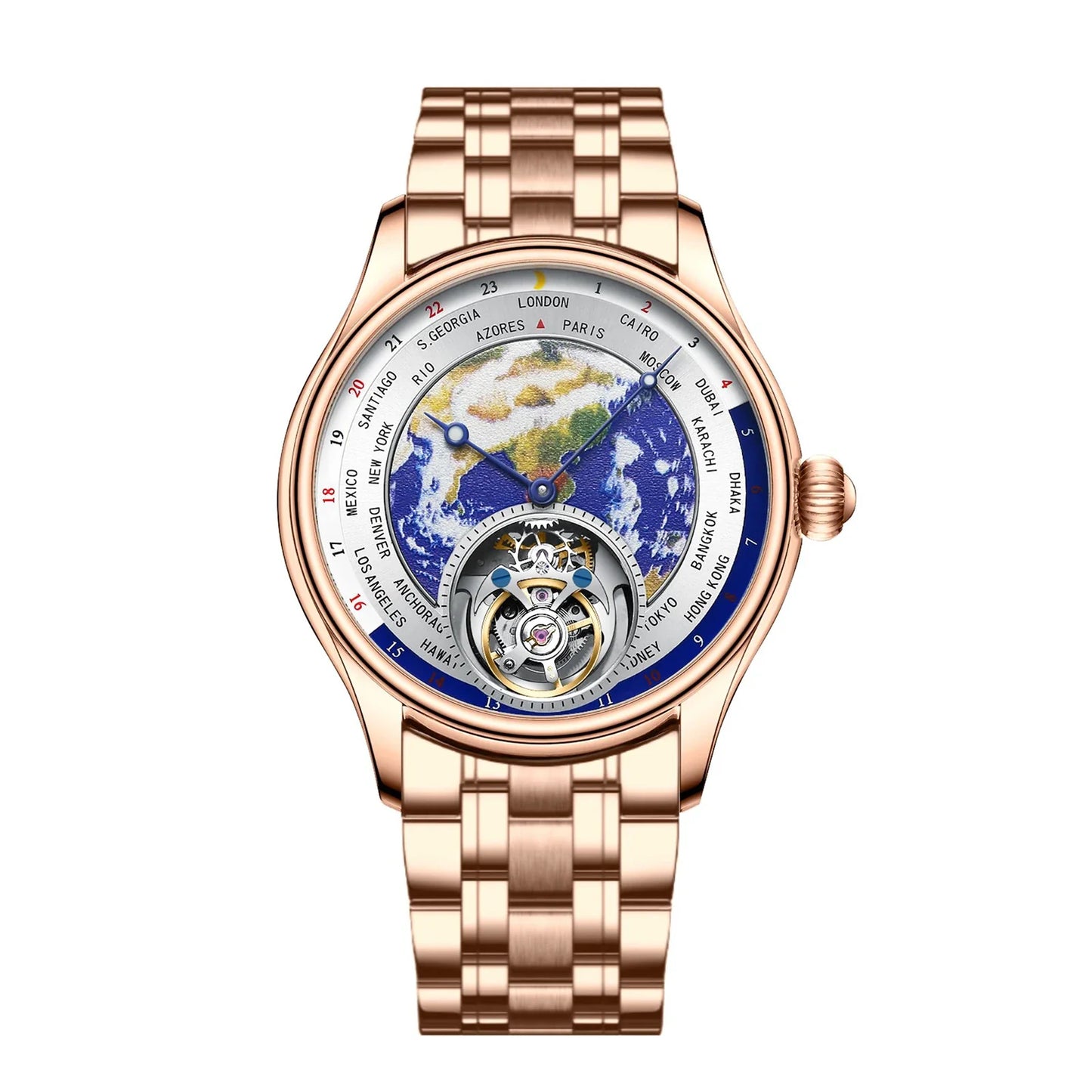 AESOP Diamond Luxury Flying Tourbillon Movement Watch For Men Earth Enamel Dial  Sapphire Skeleton Mechanical Watches Business A