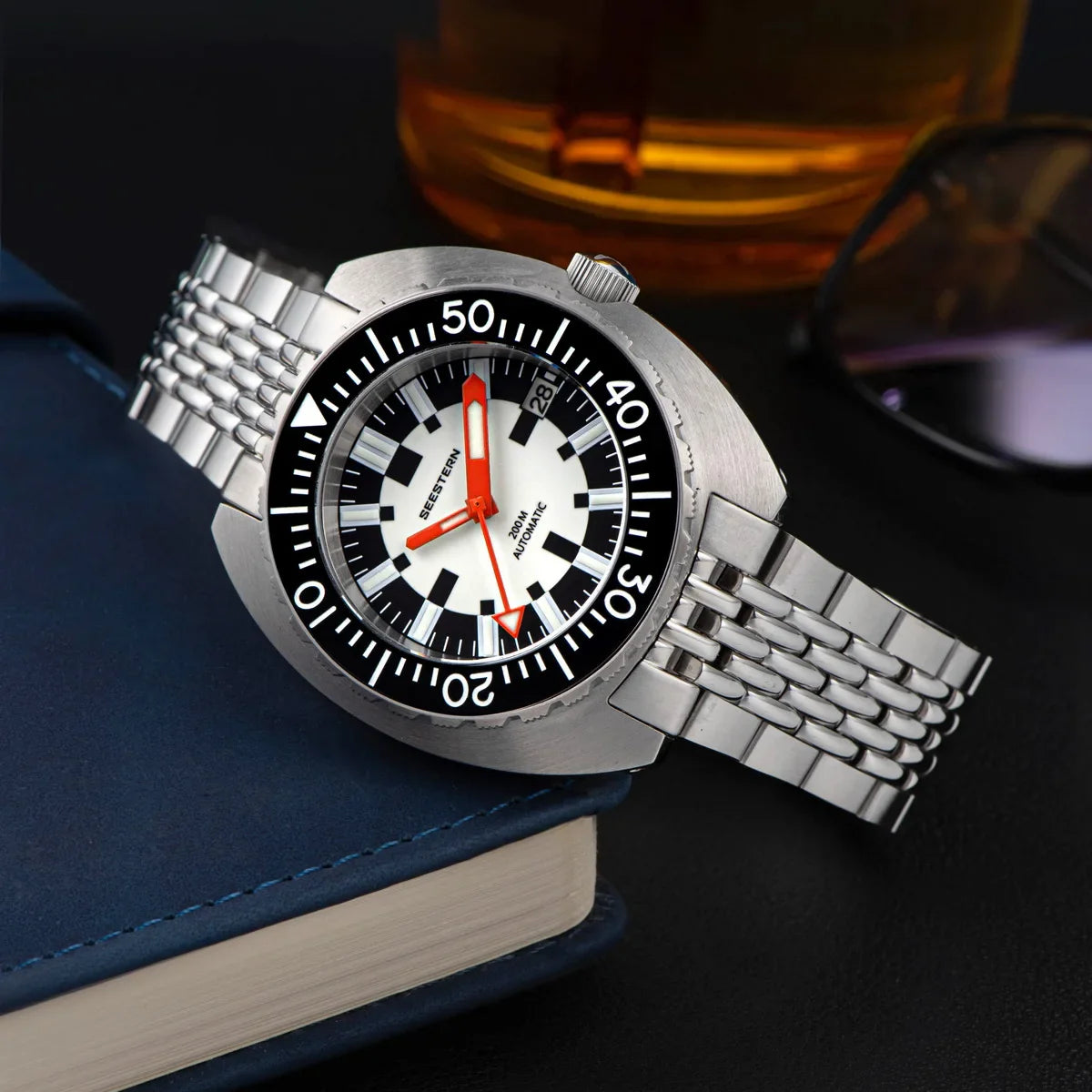 SEESTERN SUB300T Luminous Diver Watch Automatic Men Date 200m Turn Bracelet Wristwatches Retro Mechanical Sapphire Ceramic New