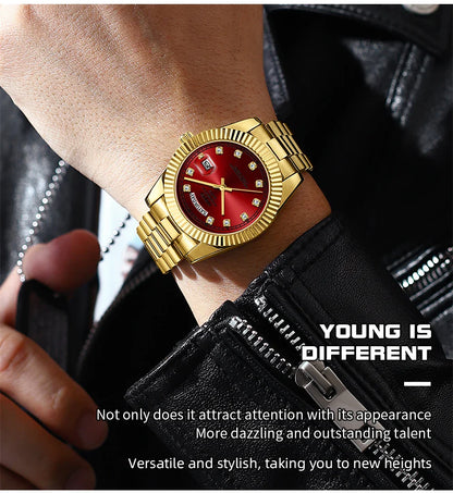 NIBOSI Luxus Gold Quarzuhr Männer Edelstahl Wasserdicht Leucht Datum Woche Mode Diamant Herren Uhren Relogio Masculino