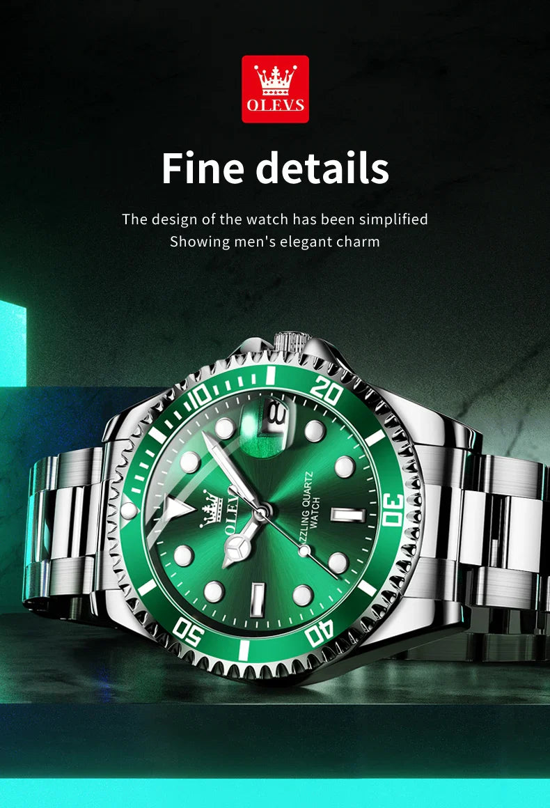 OLEVS 5885 Tauchserie Herrenuhr Luxus Automatik Datum Originaluhr Trendige Edelstahl Wasserdichte Sport Quarzuhr