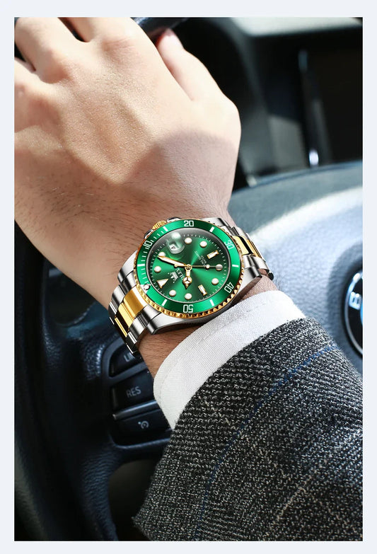 OLEVS 5885 Dive Series Men's Watch Luxury Automatic Date Original Watch Trendy Stainless Steel Waterproof Sport Quartz Watch