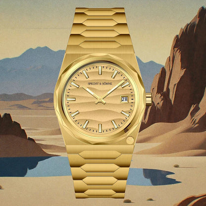 2025 Neuheiten Specht & Söhne 222 Gold Uhren Für Männer Super Slim Stahl Saphir Klassische Quarzuhr Relogio Masculino 37 MM