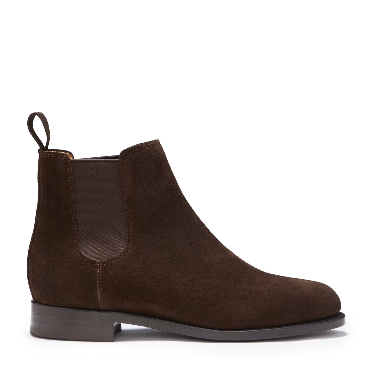 Damesbruine suède Chelsea boots, doorgenaaide leren zool