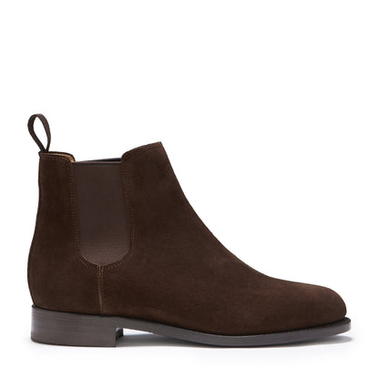 Damesbruine suède Chelsea boots, doorgenaaide leren zool