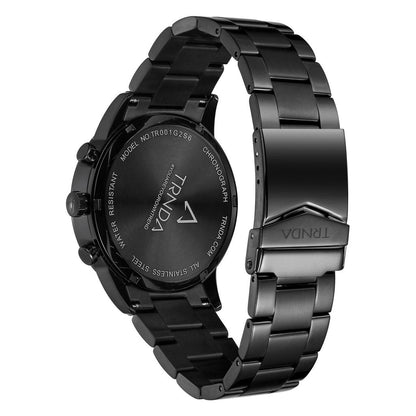 TRNDA Men's Stainless Steel Watch, Black Dial | TRN-SS43MM-3