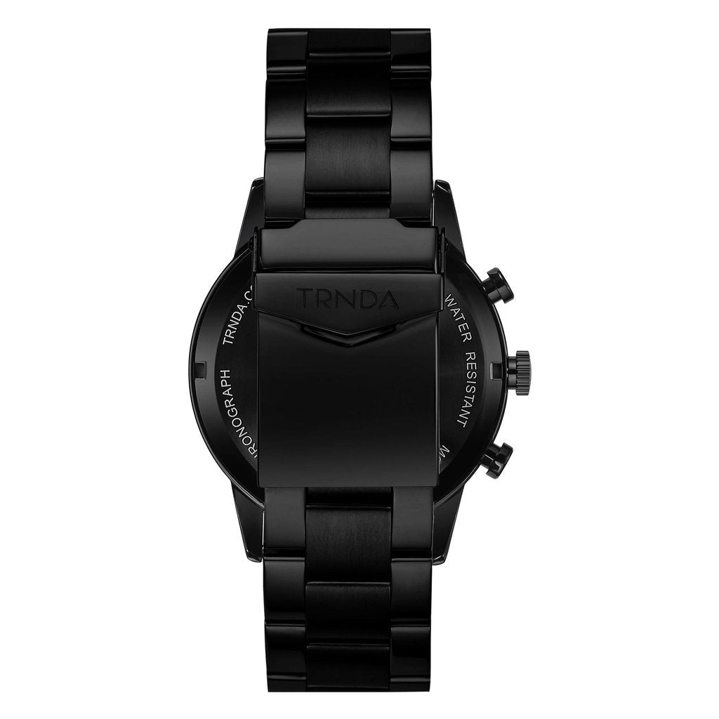 TRNDA Men's Stainless Steel Watch, Black Dial | TRN-SS43MM-4
