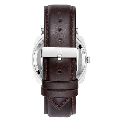 TRNDA Men's Stainless Steel Watch, Brown Leather Band | TRN-SS45-BR-4