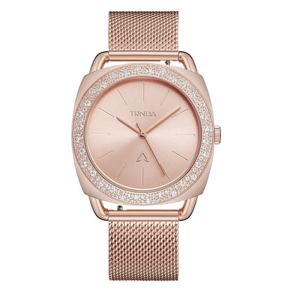 TRNDA Women's Rose Gold Stainless Steel Watch, Mesh Band | TRN-358-0