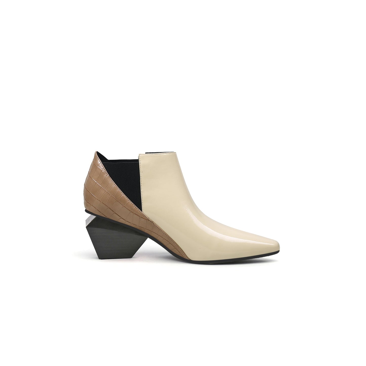 Artistic Patchwork Geometric Ankle Boots-2