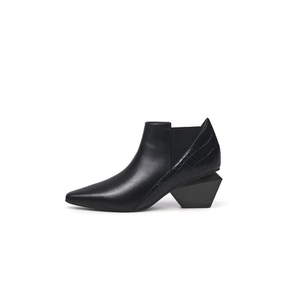 Artistic Patchwork Geometric Ankle Boots-5