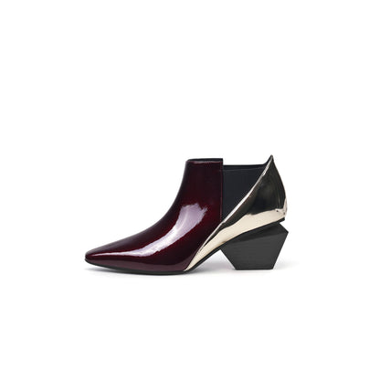 Artistic Patchwork Geometric Ankle Boots-6
