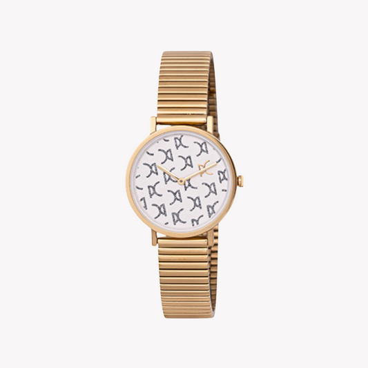 Pierre Cardin Women's Gold Metal Watch, White Dial | CBV.1542-0