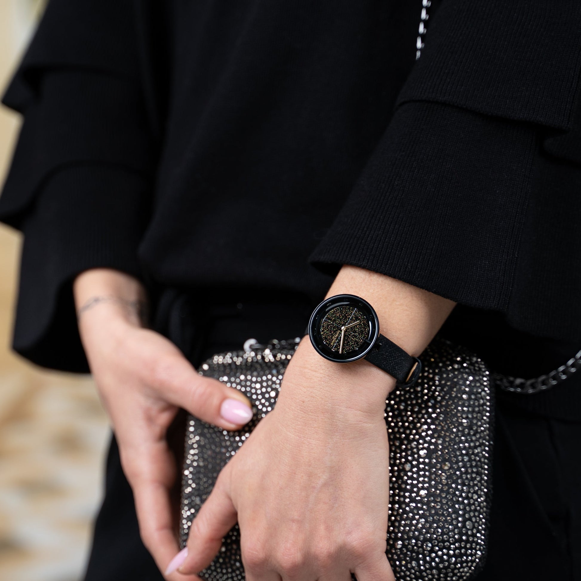Pierre Cardin Women's Black Leather Watch, Stainless Steel | CMA.0011-4