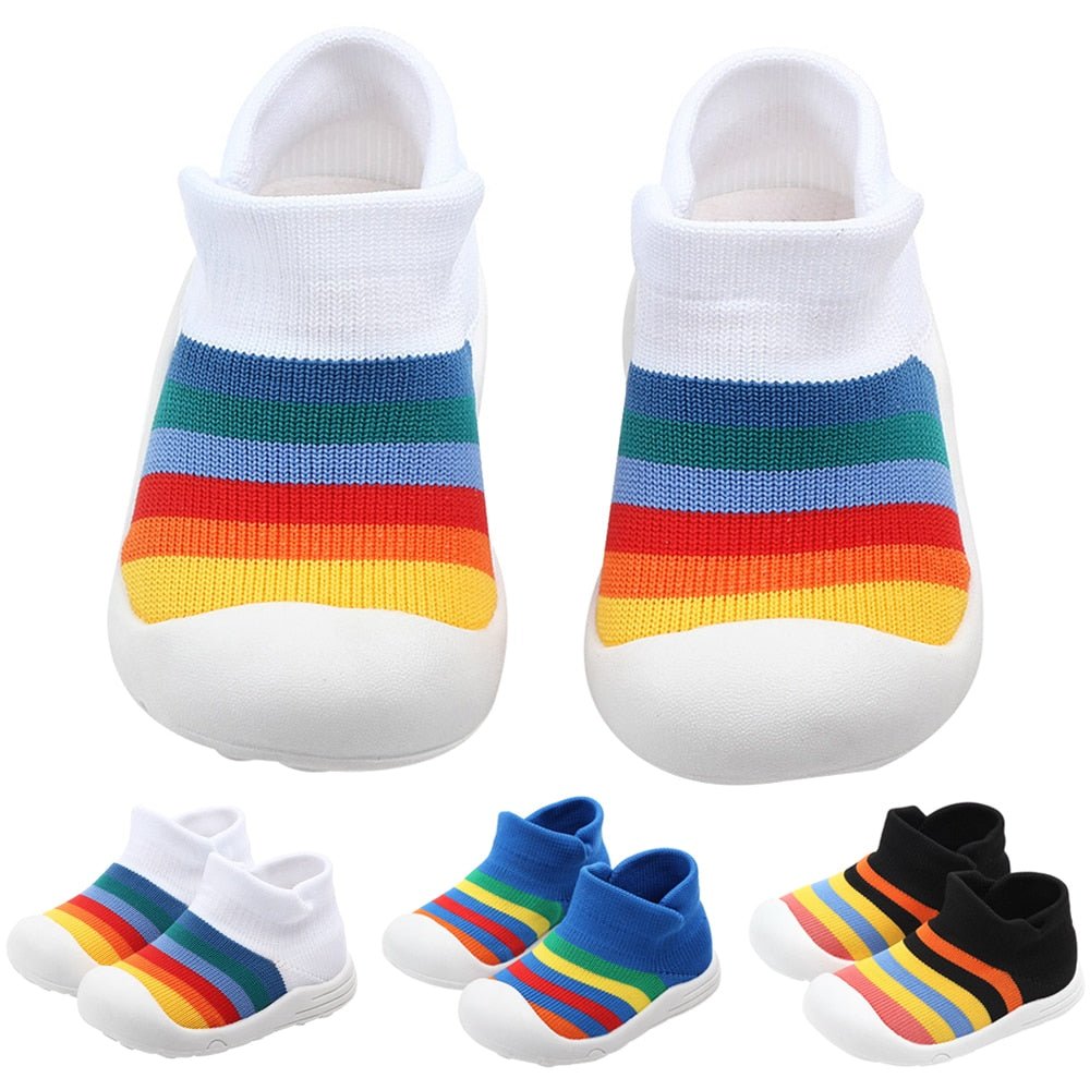 Colorful Baby Shoes First Shoes Baby Toddler First Walker Baby Girl Boy Kids Soft Rubber Sole Anti-Slip Baby Knitted Shoes D30-0