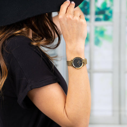 Pierre Cardin Women's Gold Stainless Steel Watch, Black Dial | CPI.2529-4