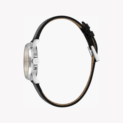 Esprit Women's Black Leather Watch, Silver Dial | ES1L109M0075-2