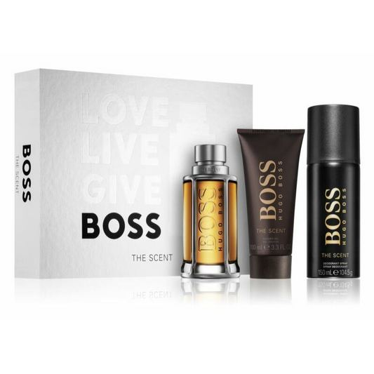 Hugo Boss The Scent EDT 100ml + 100ml Tusfürdő + 150ml Deo Parfüm ajándékcsomag Uraknak (3616303428594)-0