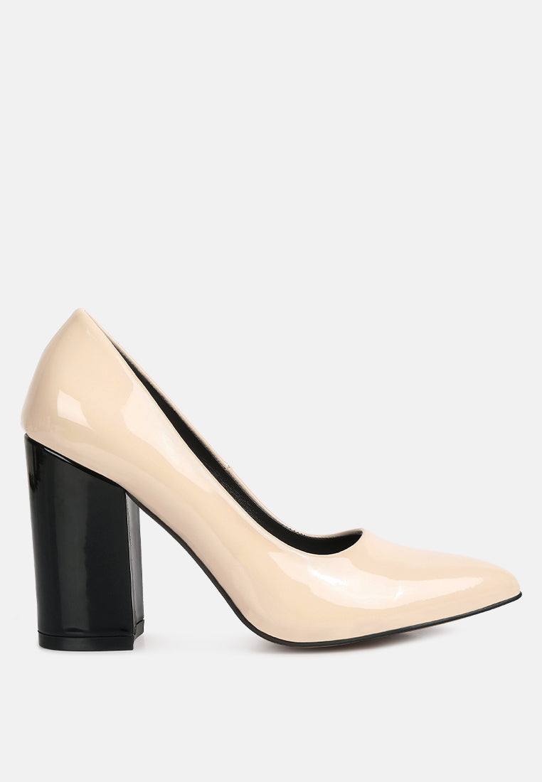 Kamira Patent Block Heeled Pumps-5