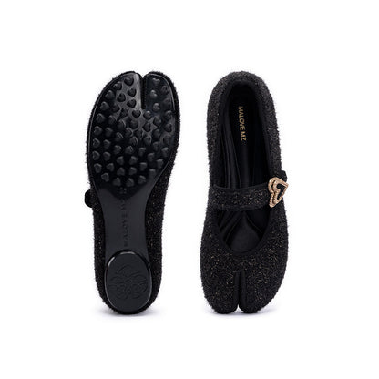 Oriental Split Toe Mary Jane Flat Shoes-1